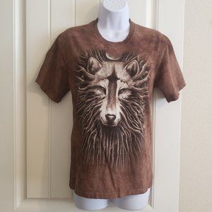 The Mountain Wolf  Brown  Tie-dye  Tee by Marc Potts